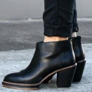 Rachel Comey Leather Ankle Boots Booties Black Round-Toes Platform 8